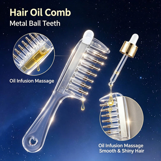 2-in-1 Hair Oil Applicator Comb with Roller Ball